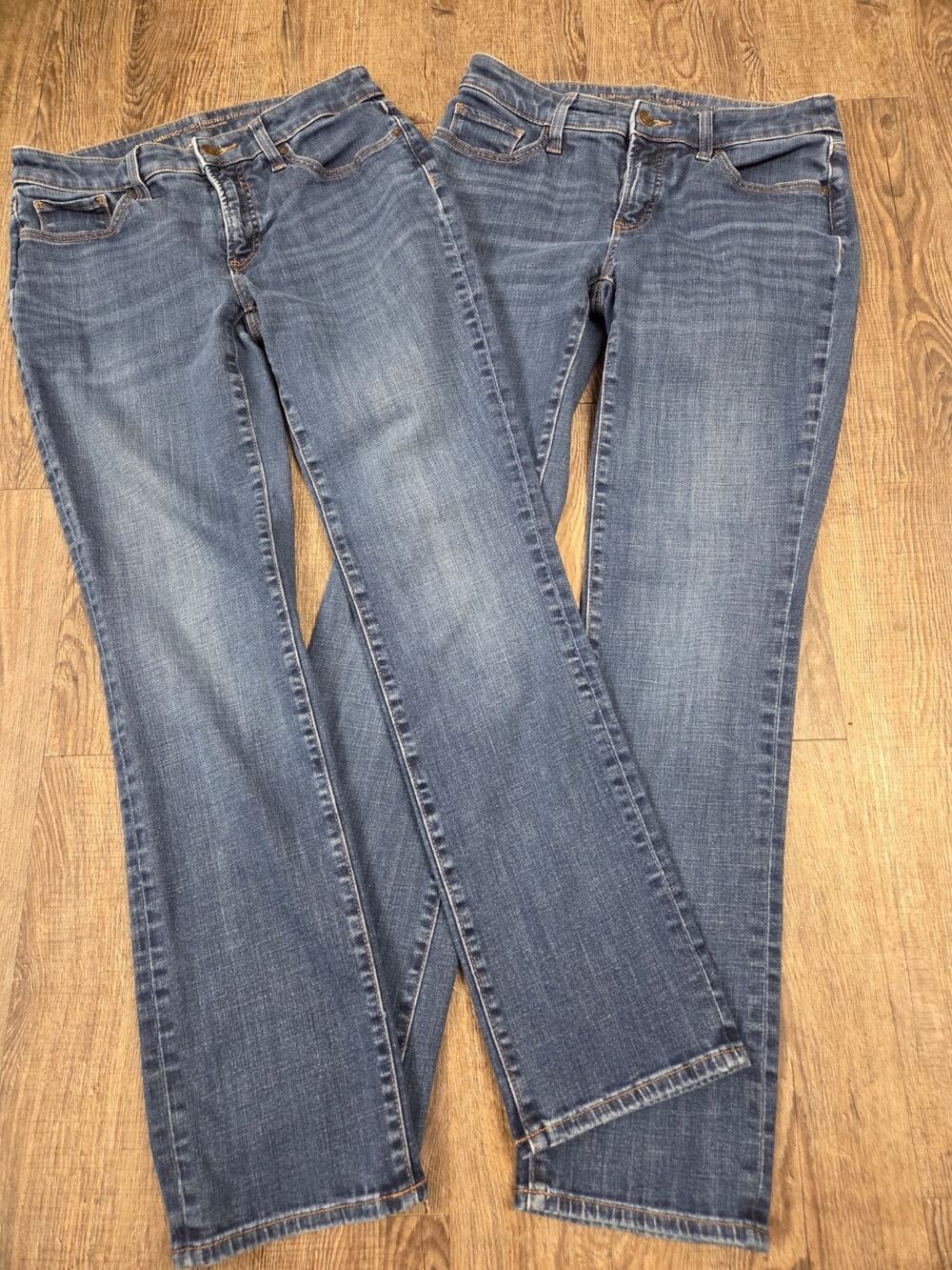 Chico's So Slimming Girlfriend Straight Leg Stretch Jeans 0R Lot of 2